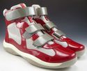 PRADA 9.5 PATENT LEATHER STRAP HIGH TOP SNEAKER 4T