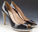 MIU MIU sz 40 PATENT LEATHER OPEN TOE HIGH HEELS W