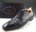 PRADA sz 8.5 LEATHER BICYCLE TOE OXFORDS 2E2622 ME