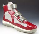 PRADA 9.5 PATENT LEATHER STRAP HIGH TOP SNEAKER 4T