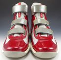 PRADA 9.5 PATENT LEATHER STRAP HIGH TOP SNEAKER 4T