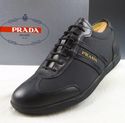 PRADA sz 5 LEATHER & CANVAS LACE UP SNEAKERS 4E159