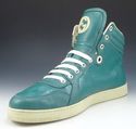 GUCCI sz 8.5 IMPRIME & LEATHER HI TOP SNEAKERS 343