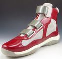 PRADA 9.5 PATENT LEATHER STRAP HIGH TOP SNEAKER 4T