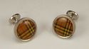 BURBERRY NOVA CHECK CUFFLINKS MENS PLAID /  SILVER