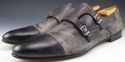 SANTONI sz 13 TANNER LEATHER MONK STRAP OXFORDS ME