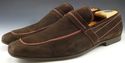 GUCCI sz 11 SUEDE APRON TOE STRAP LOAFERS 141960 M