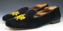 STUBBS & WOOTTON sz 9.5 VELVET EMBOSSED SLIPPERS M