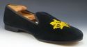 STUBBS & WOOTTON sz 9.5 VELVET EMBOSSED SLIPPERS M