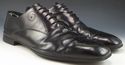 PRADA sz 8.5 LEATHER MEDALLION TOE OXFORDS 2E1400 