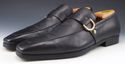 GUCCI sz 7.5 LEATHER APRON TOE STRAP LOAFERS 13251