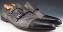 SANTONI sz 13 TANNER LEATHER MONK STRAP OXFORDS ME