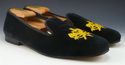 STUBBS & WOOTTON sz 9.5 VELVET EMBOSSED SLIPPERS M