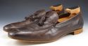 PRADA sz 12 LEATHER APRON TOE TASSEL LOAFERS 2DB01