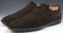 TOD'S sz 7 SUEDE APRON TOE LOAFERS MENS DARK BROWN