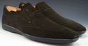 TOD'S sz 7 SUEDE APRON TOE LOAFERS MENS DARK BROWN