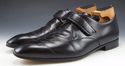 PRADA sz 7.5 LEATHER PLAIN TOE STRAP LOAFERS 2P175