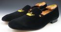 CHURCH'S sz 11 F SOVEREIGN VELVET SLIPPERS MENS BL