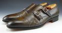 SANTONI sz 13 LEATHER DOUBLE MONK STRAPS 11210741 