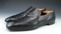 PRADA sz 9.5 LEATHER APRON TOE LOAFER 1578 MENS BL