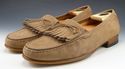 FERRAGAMO sz 11 NUBUCK MOCCASIN TOE KILTIE LOAFER 