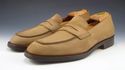 FERRAGAMO sz 8 NUBUCK APRON TOE STRAP LOAFERS MENS