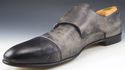 SANTONI sz 13 TANNER LEATHER MONK STRAP OXFORDS ME