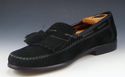 FERRAGAMO sz 8 SAMSON SUEDE TASSEL & KILT LOAFERS 