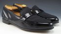 FERRAGAMO sz 7.5 DEAN PATENT TUXEDO LOAFERS UH7670