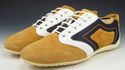 FERRAGAMO sz 7 EE SUEDE  & NYLON SNEAKERS MENS BRO