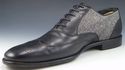 BALLY sz 9 MOLTON LEATHER & FABRIC WINGTIP OXFORDS