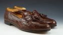 FERRAGAMO sz 8 GILDO CROCODILE TASSEL LOAFERS MENS