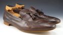 PRADA sz 12 LEATHER APRON TOE TASSEL LOAFERS 2DB01