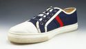 GUCCI sz 12 CANVAS & LEATHER LOW CUT SNEAKER MENS 