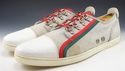 GUCCI sz 10 FABRIC & LEATHER LOW CUT SNEAKERS 2123