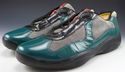 PRADA sz 9.5 PATENT & MESH SNEAKERS PS0906 MENS TU