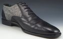 BALLY sz 9 MOLTON LEATHER & FABRIC WINGTIP OXFORDS