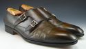 SANTONI sz 13 LEATHER DOUBLE MONK STRAPS 11210741 