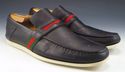 GUCCI sz 9 LEATHER STRAP DECK LOAFERS 170302 MENS 