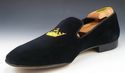 CHURCH'S sz 11 F SOVEREIGN VELVET SLIPPERS MENS BL