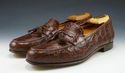 FERRAGAMO sz 8 GILDO CROCODILE TASSEL LOAFERS MENS