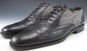 BALLY sz 9 MOLTON LEATHER & FABRIC WINGTIP OXFORDS