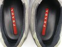 PRADA sz 9.5 SUEDE & NYLON SNEAKER 4E2006 MENS GRA