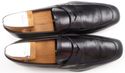 PRADA sz 9.5 LEATHER STRAP LOAFERS 2DE014 MENS BLA