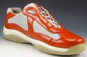 PRADA sz 8 PATENT LEATHER & NYLON MESH SNEAKERS PS