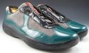 PRADA sz 9.5 PATENT & MESH SNEAKERS PS0906 MENS TU