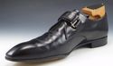 PRADA sz 7.5 LEATHER PLAIN TOE STRAP LOAFERS 2P175