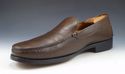 TOD'S size 12 LEATHER APRON TOE LOAFERS MENS DARK 