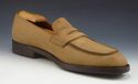 FERRAGAMO sz 8 NUBUCK APRON TOE STRAP LOAFERS MENS