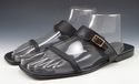 GUCCI sz 10.5 LEATHER STRAP SLIDE SANDALS 1161116 